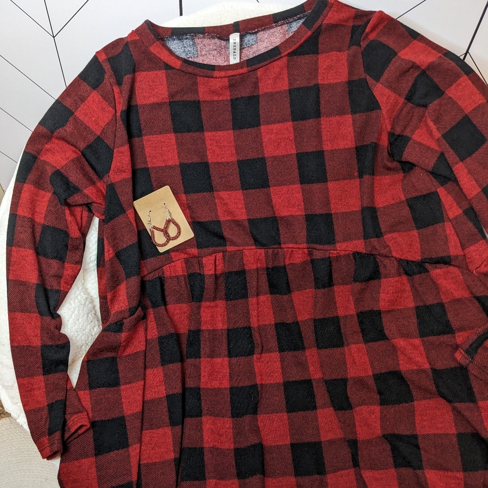 Plus Size Plaid Women's Long Sleeve Top